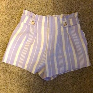 Purple striped cotton shorts